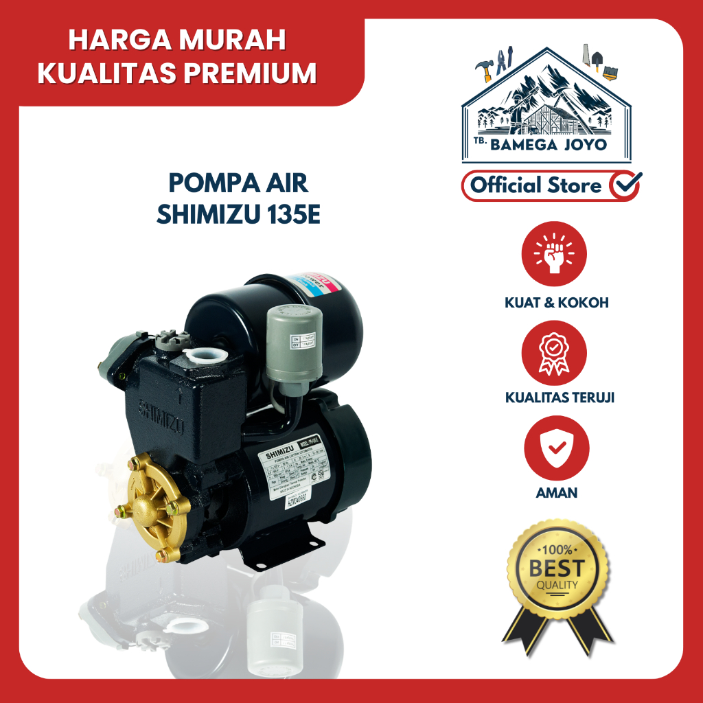 Pompa Air Shimizu 135E - Pompa Berkualitas Daya Hisap Kuat Awet untuk Sumur & Kebutuhan Air Bersih