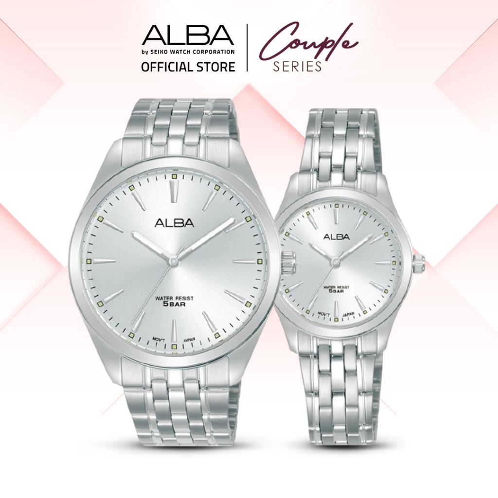 Jam Tangan Couple Alba ARX107 & ARX127 Silver Stainless Steel