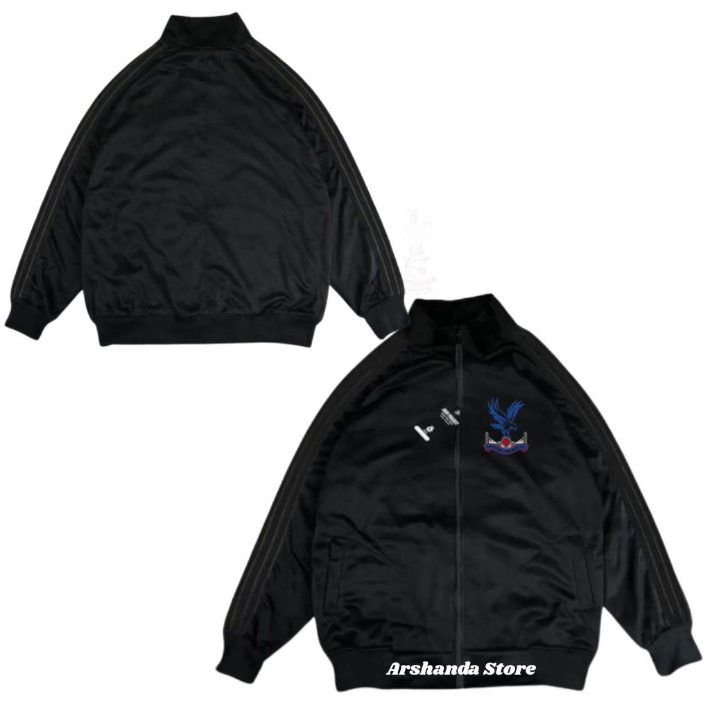 Tracktop Jaket Unisex Black Stripe Hitam List Outdoor Jacket Olahraga Club Bola Top Dunia Crystal Pa