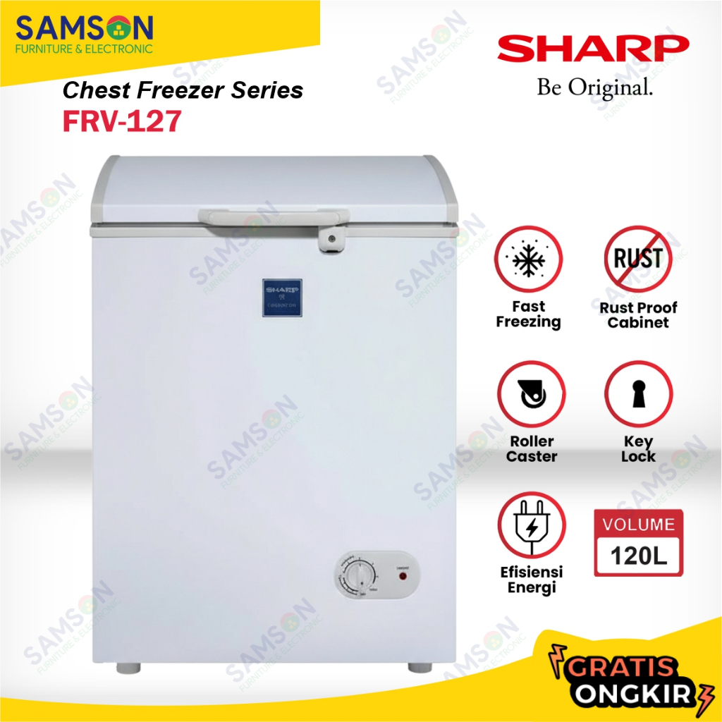 Sharp Chest Freezer FRV-127 Series 120 Liter / 120L Box Freezer Low Watt Rust Proof Cabinet FRV 127