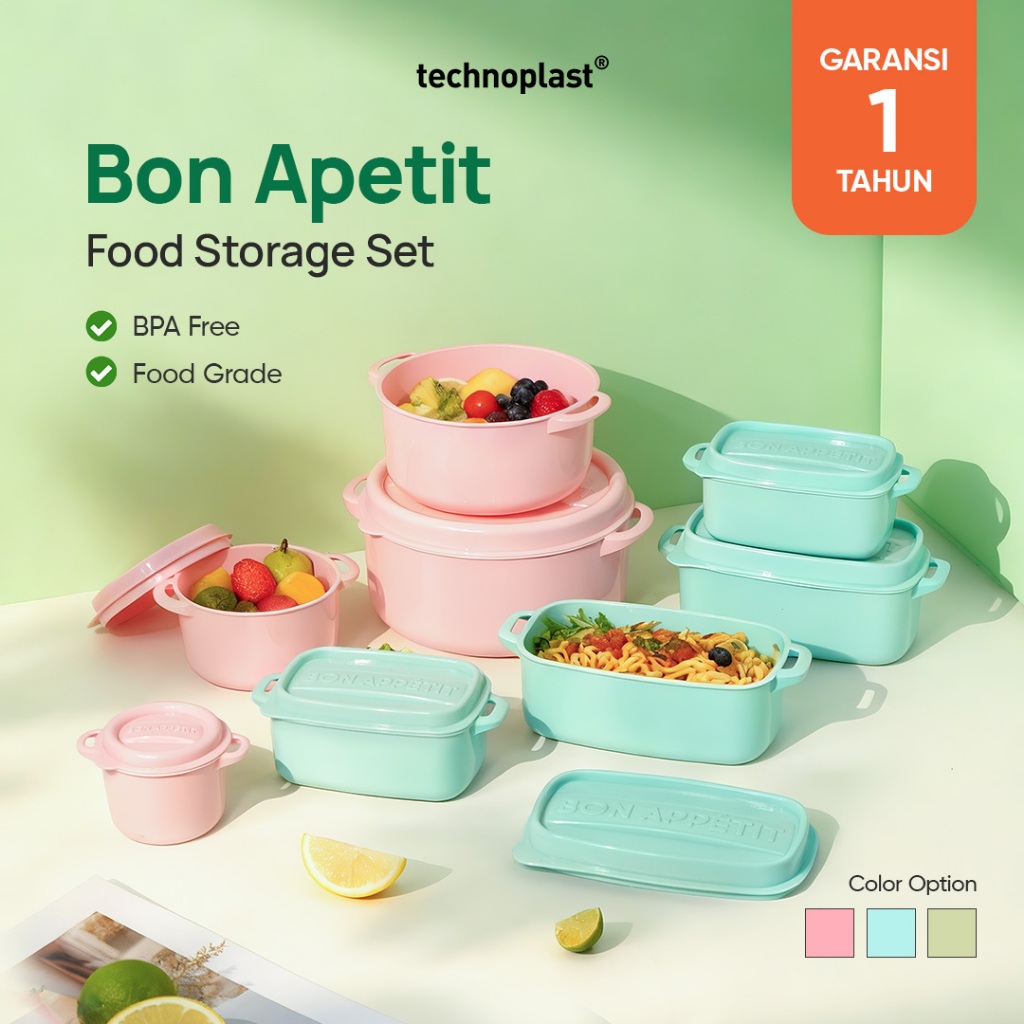 Technoplast Funtastic Food Container | Bon Apetit | Wadah Penyimpanan Kulkas | Food Storage Kedap Ud