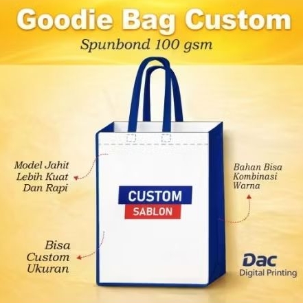 Tas spunbond Handle Box 100 gsm Jahit - Custom Sablon Spunbond Tebal  - Goodiebag Totebag Souvenir