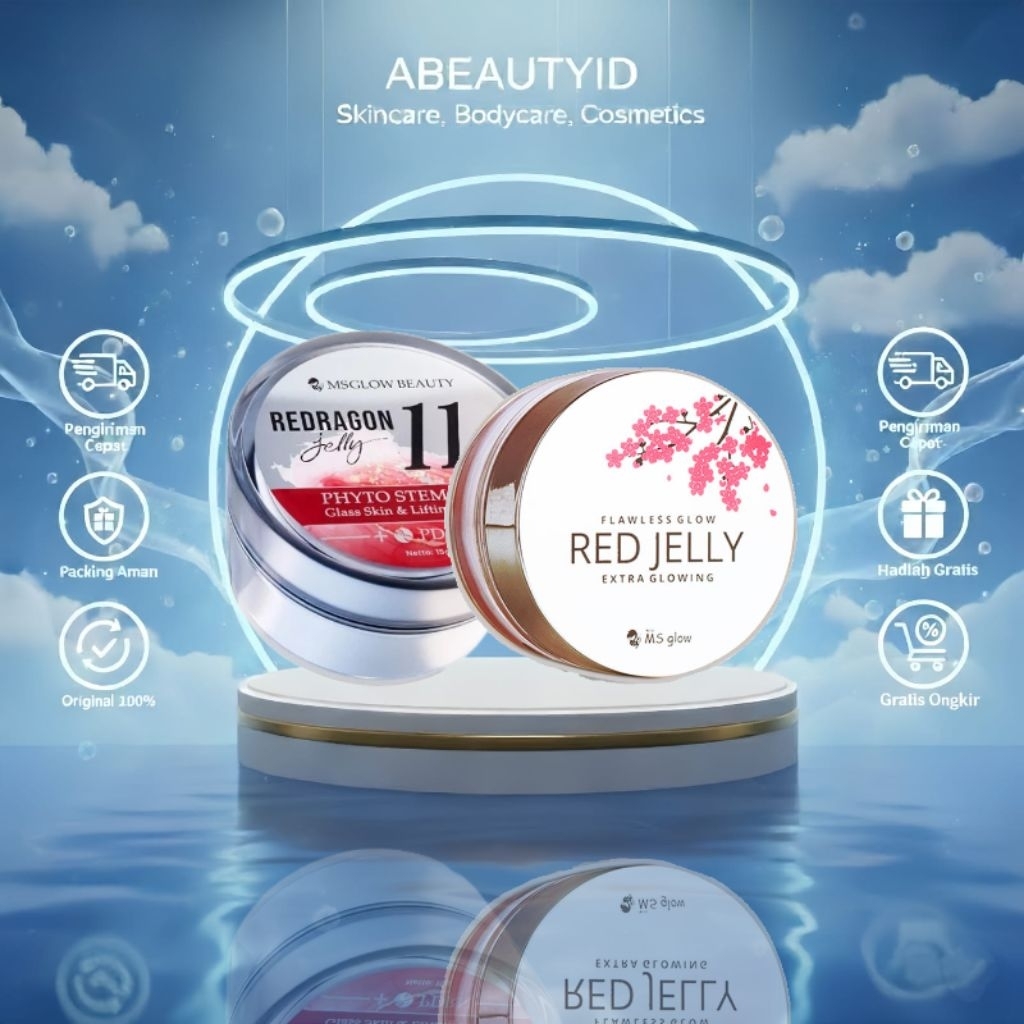 MS GLOW - (PROMO FREE GLAMMATE MS GLOW) Red Jelly 15 gr original mencerahkan melembabkan FREE GIFT
