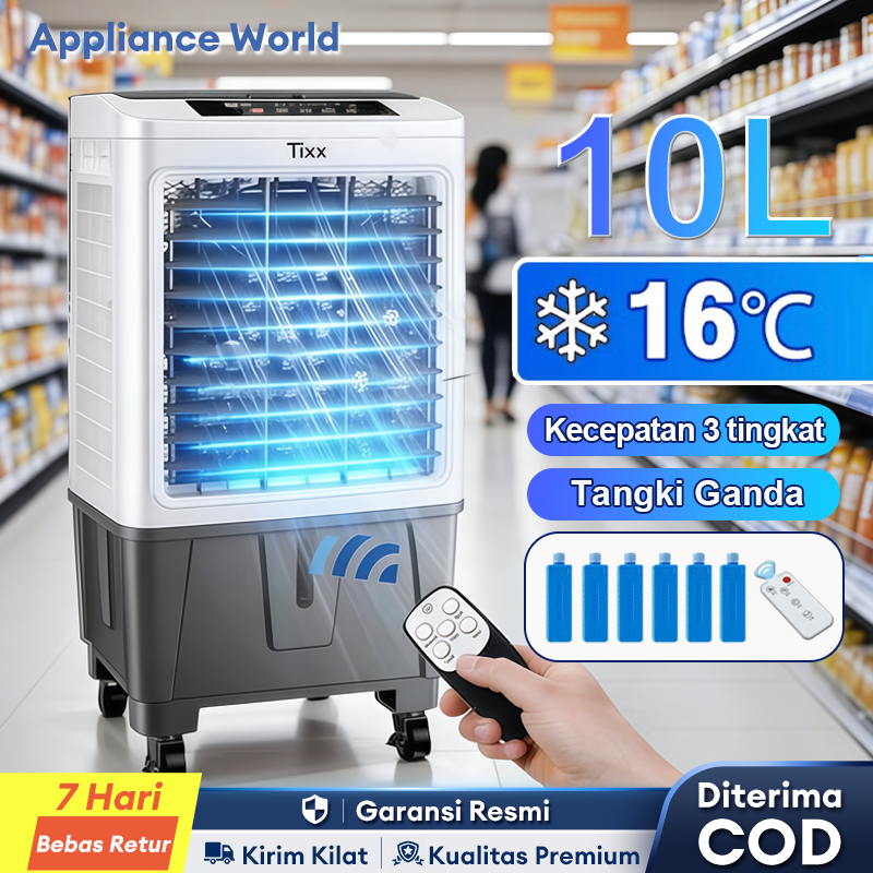 AW Air Cooler Tangki Besar 10L 3 Kecepatan Pendingin Kamar Di Rumah Kipas Angin Pendingin
