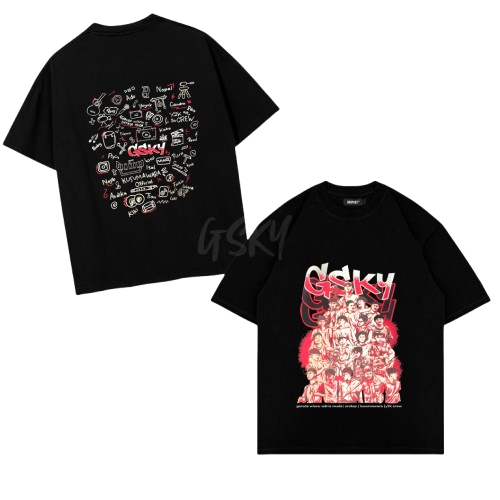 BK Kaos GSKY GWSM Srotop TV Kusumawara Y2K Crew Lengan Pendek Oblong Pria Wanita