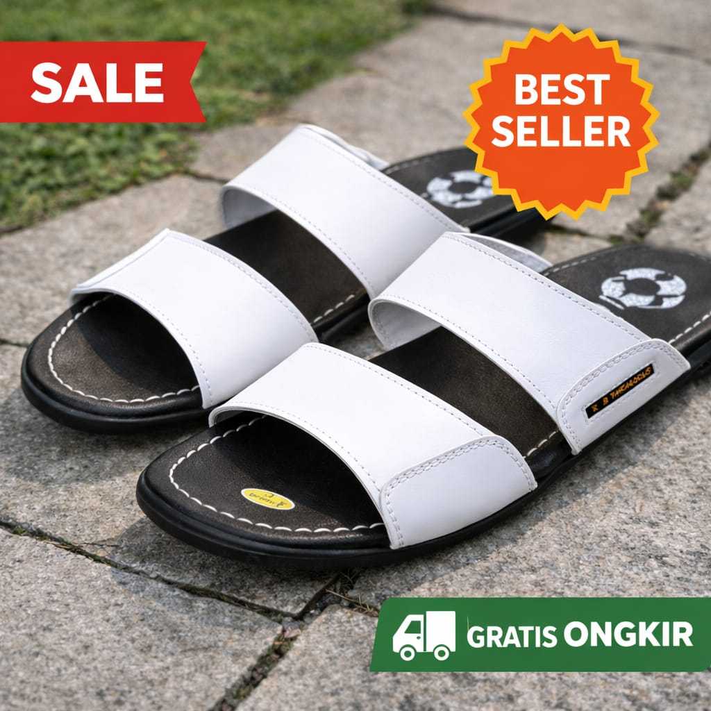 PROMO...Pakalolo Sandal Slop Pria Putih Premium Terbaru - N2353 - Sendal pria kekinian - Sendal Casu