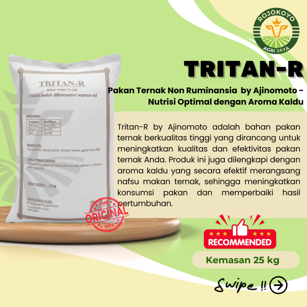 Tritan-R Bahan Pakan Ternak 25 Kg by Ajinomoto - Nutrisi Lengkap dengan Aroma Kaldu