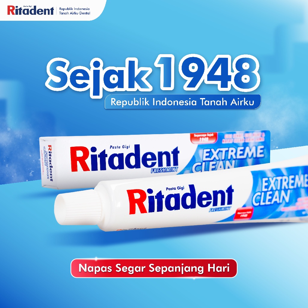 Ritadent Pasta gigi Extreme Clean 75gr - Gigi Putih/Bebas Sensitif/Bebas Karang Gigi/Pasta Gigi