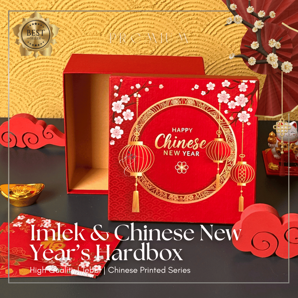 Hard Box Imlek Motif Chinese Printed | Kotak Kue Lapis Legit Kue Kering Toples & Box Bingkisan Hampe