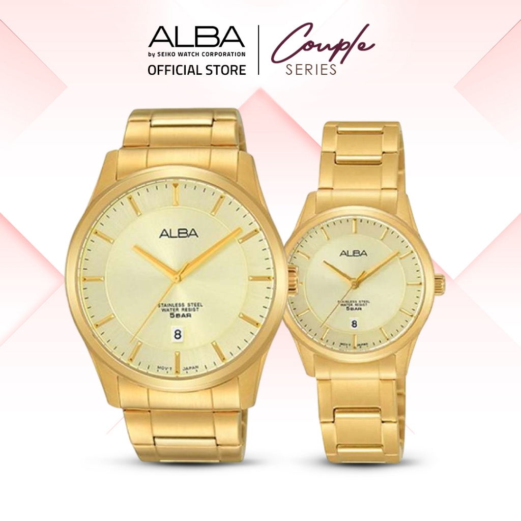 ALBA Jam Tangan COUPLE AS9C14 & AH7L68 Quartz Gold Watch