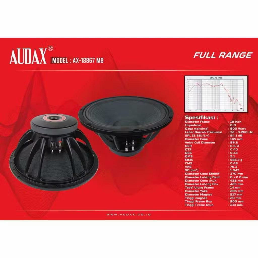 Speaker Audax 18" AX-18867 M8 FULLRANGE
