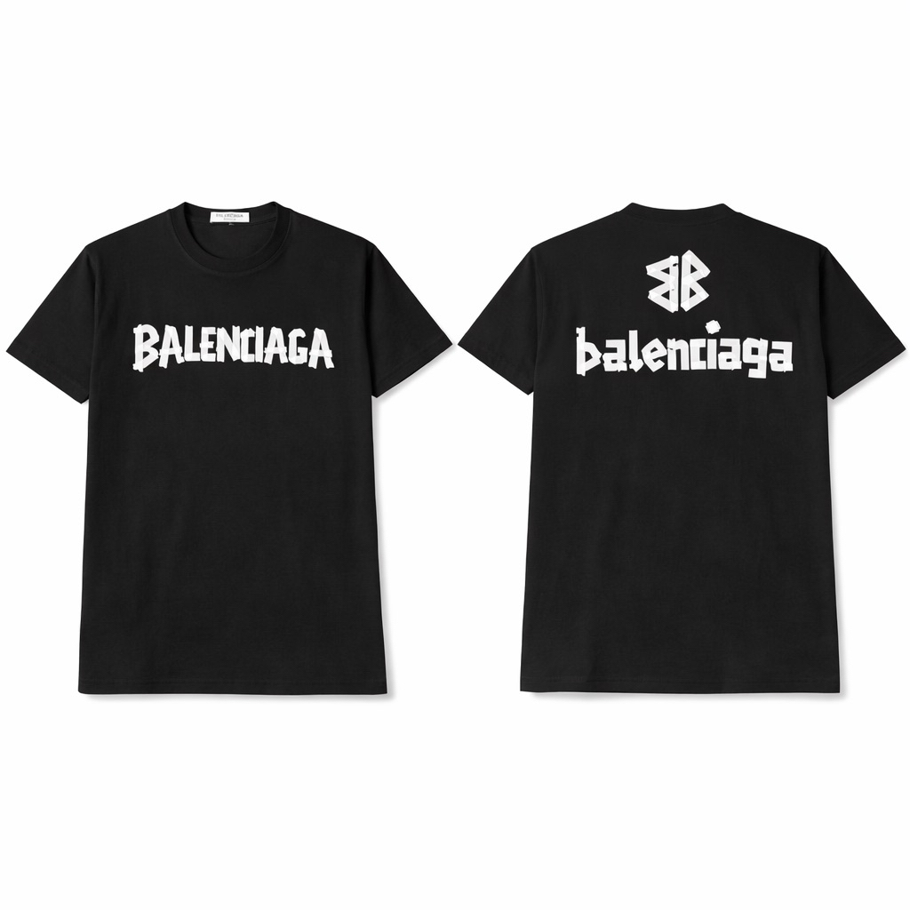 Kaos Pria Hitam Lengan Pendek Print Teks Balenciaga – Preloved Size XL
