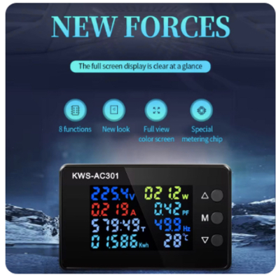 Keweisi KWS-AC301 AC 50-300 100A Digital Power Energy Voltmeter Ammeter Voltage Wattmeter Kwh temper