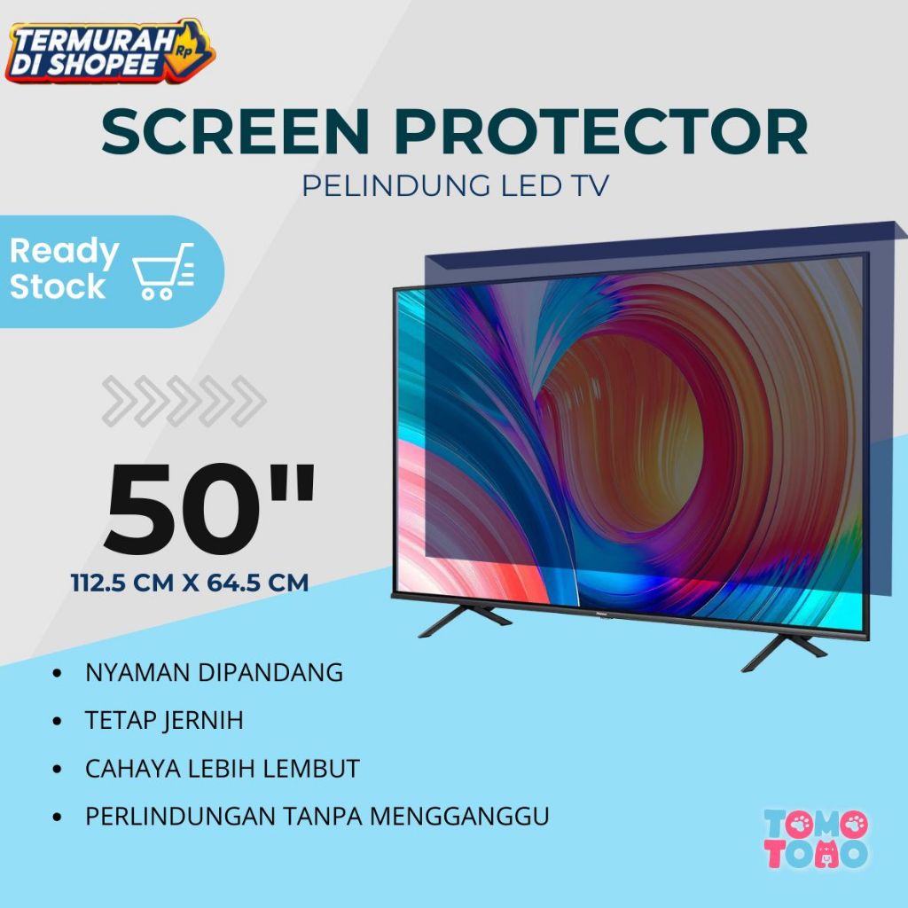 Pelindung Layar TV Transparan Hitam | Screen Protector TV Anti Bentur & Anti Gores (50INCH) TEKUK