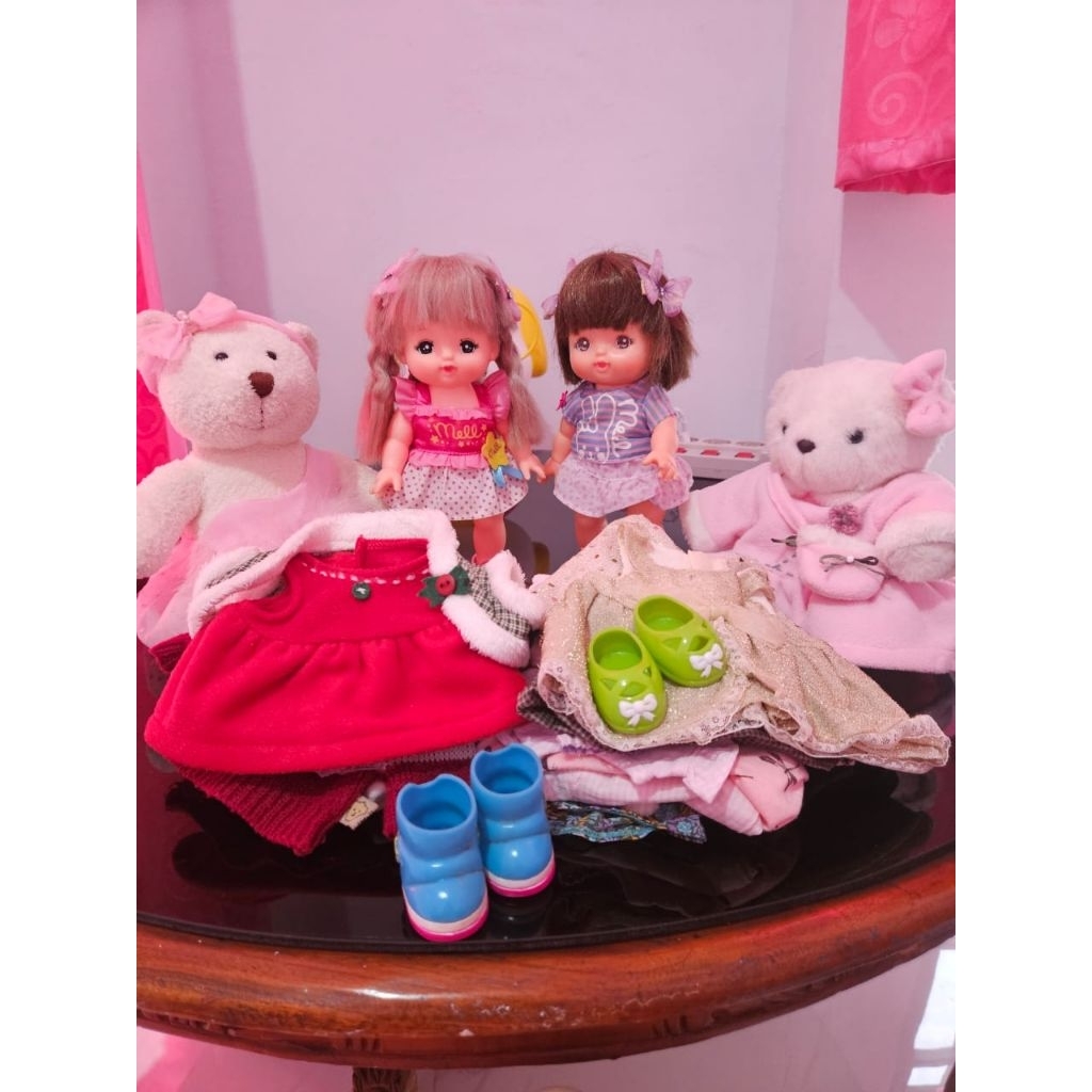 Paket 4 Boneka Preloved Original Teddy House + Mell Chan + Bonus Kostum Baju