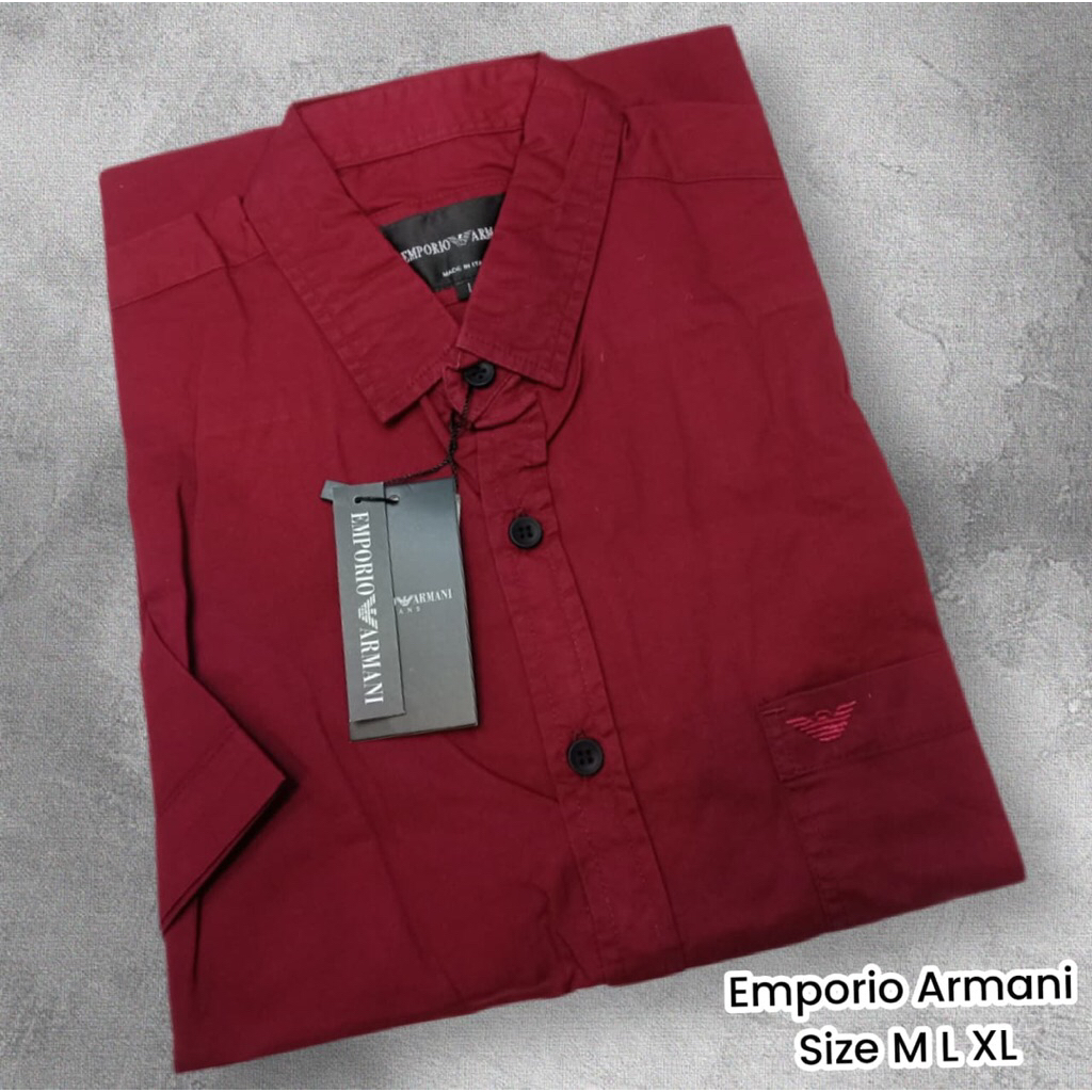 KEMEJA EMPORIO ARMANI LENGAN PENDEK BAHAN KATUN