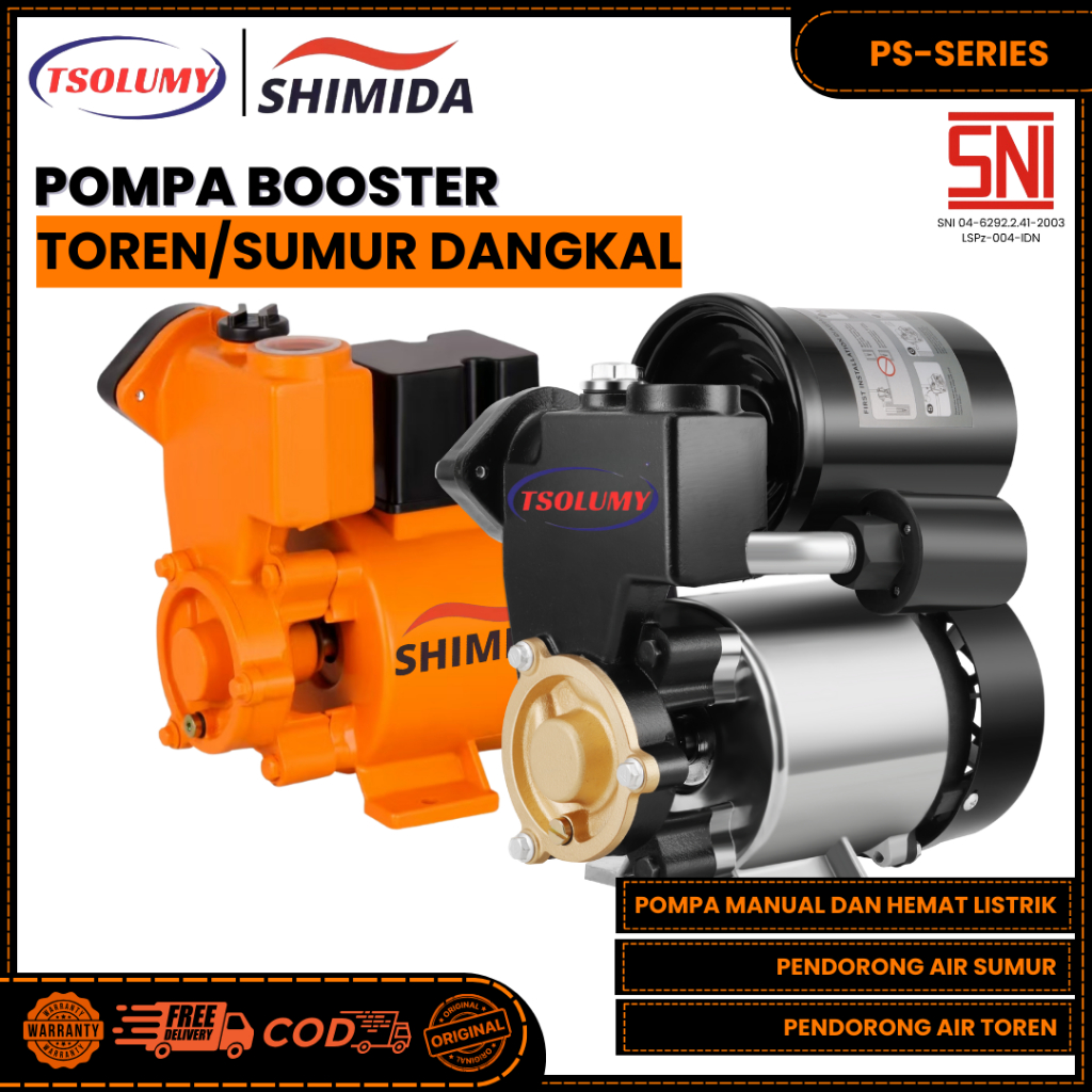 Shimida Tsolumy Booster Pump Mesin Penguat Debit Arus Air PS-150 Manual Dan PS-220F Otomatis Pompa A