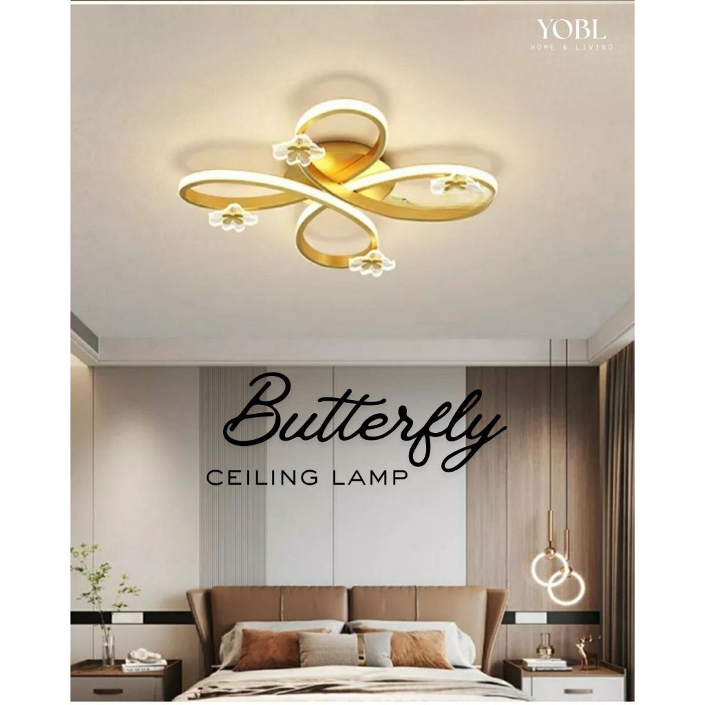 yobl lampu plafon minimalis kupu kupu gold ceiling lamp