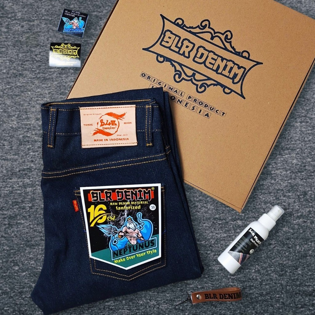 NEPTUNUS 16OZ Raw denim celana jeans pria selvedge accent blue indigo - celana denim selvedge full k