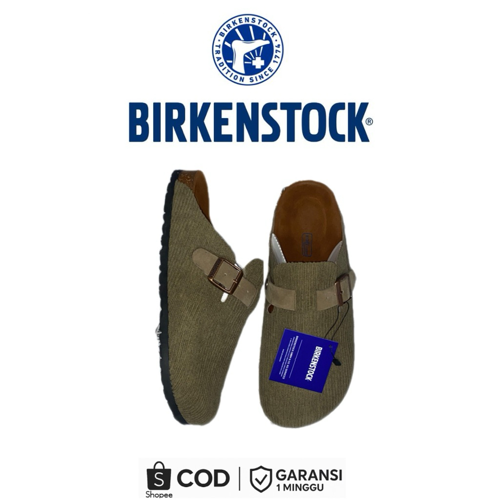 Sandal Birkenstock Corduroy Khaki Boston Pria Wanita - Nyaman, Stylish, Ready Ukura Lengkap