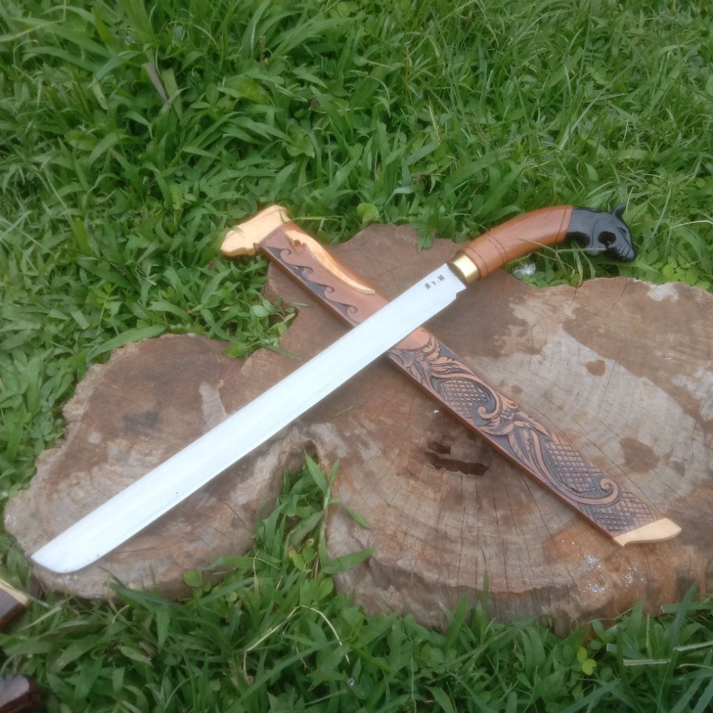 Pisau Berburu 40cm Ukir Macan Bahan Baja Per Pisau Berburu Termurah