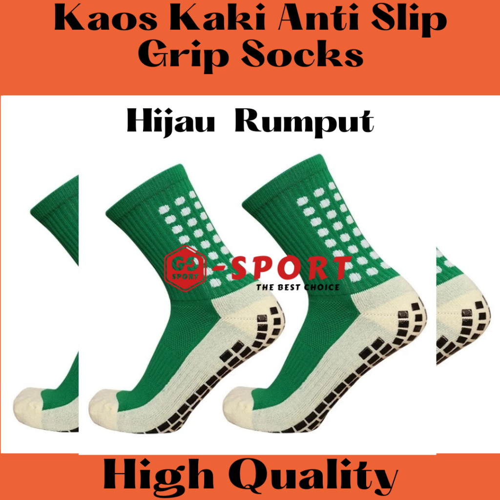 Kaos kaki Anti Slip / FOX Grip / Socks Grip Sepak Bola Futsal Badminton Jogging Running - Hijau Rump