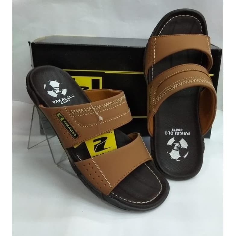 DISKON SANDAL KASUAL PRIA PAKALOLO N2353 SANDAL KULIT PRIA PREMIUM BROWN