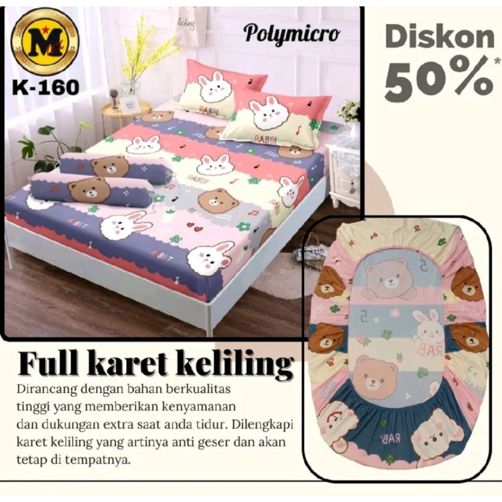SPREI  FULL KARET KELILING MOTIF KARAKTER UKURAN 120 160 180 200