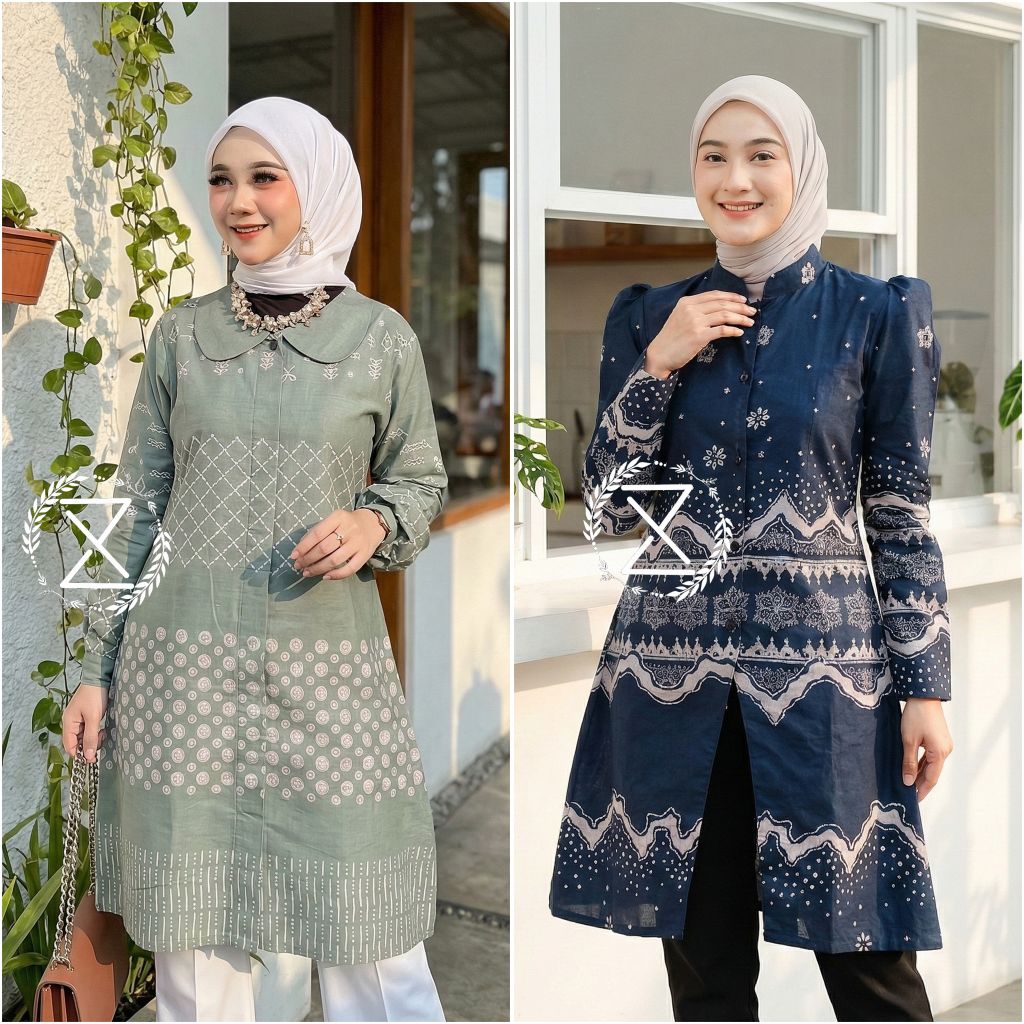 Tunik batik couple | Tunik batik wanita | Baju batik wanita | Batik wanita modern | Tunik batik kant