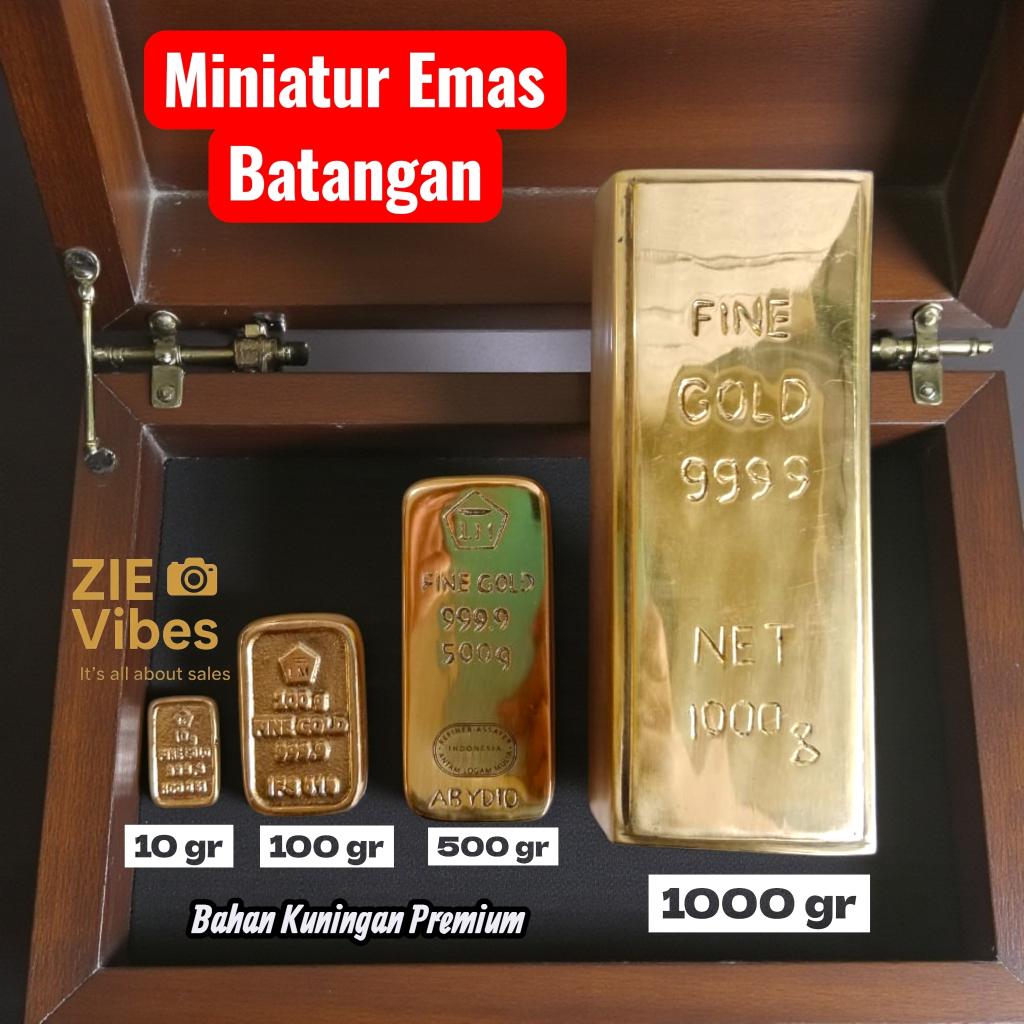 Miniatur Emas Batangan Antam Premium Bahan Kuningan Solid Warna Kuning