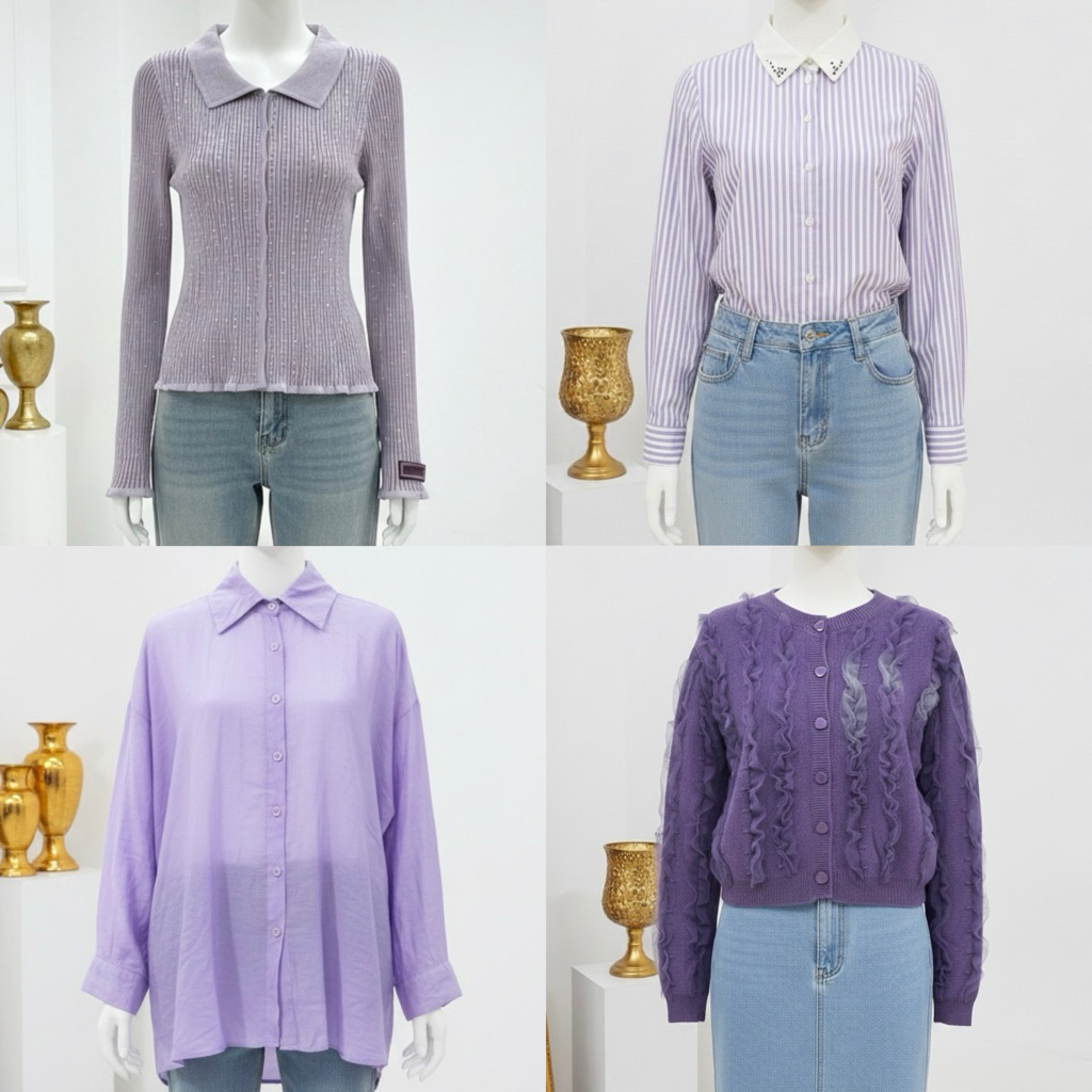 atasan wanita ungu lilac