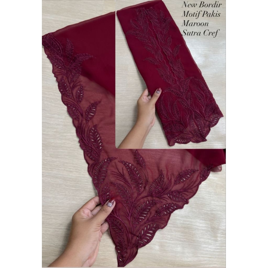 KAIN KEBAYA SUTRA CREPE BORDIR MOTIF DAUN // kebaya bordir bali // kebaya sifon