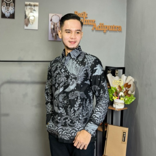 KASMARAN ABU Kemeja Batik Katun Prima Premium Solo Anak Muda Modren Luhur Adiputra
