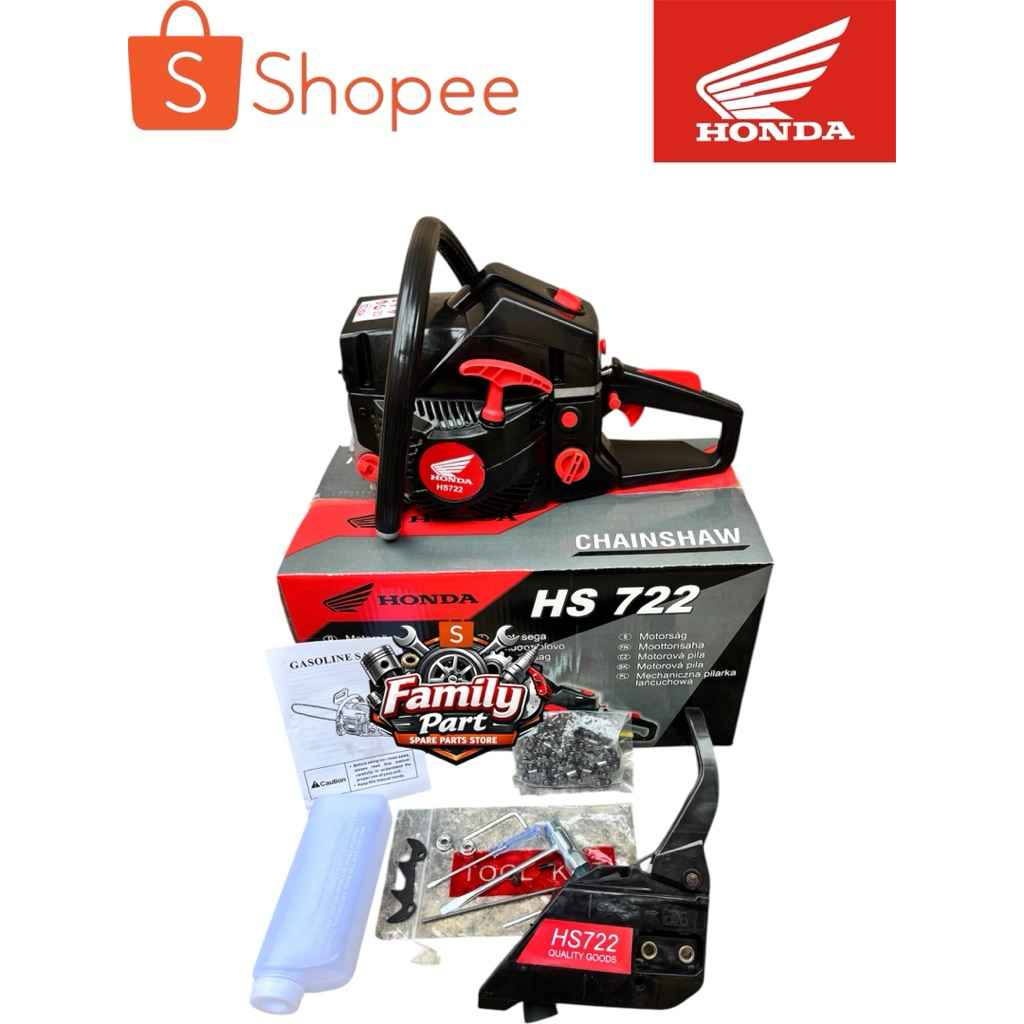 Honda Chainsaw HS 722/Mesin HS 722 Bar 20 Gigi Komplit Rantai 20/38T Siap Pakai