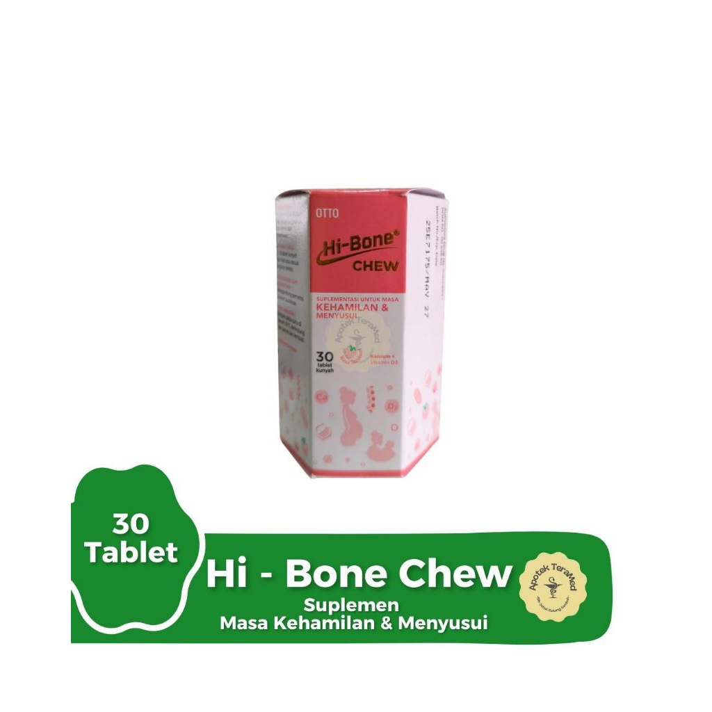 Hi Bone Chew Rasa Stawberry 30 Tablet Kunyah - Suplemen Ibu Hamil & Menyusui