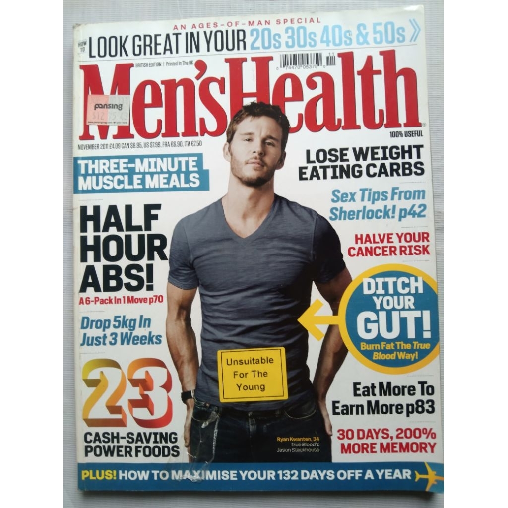 Majalah Impor MEn'sHealth Magazine november 2011 - Thtee Minute Muscle Meals, Half Hour ABS