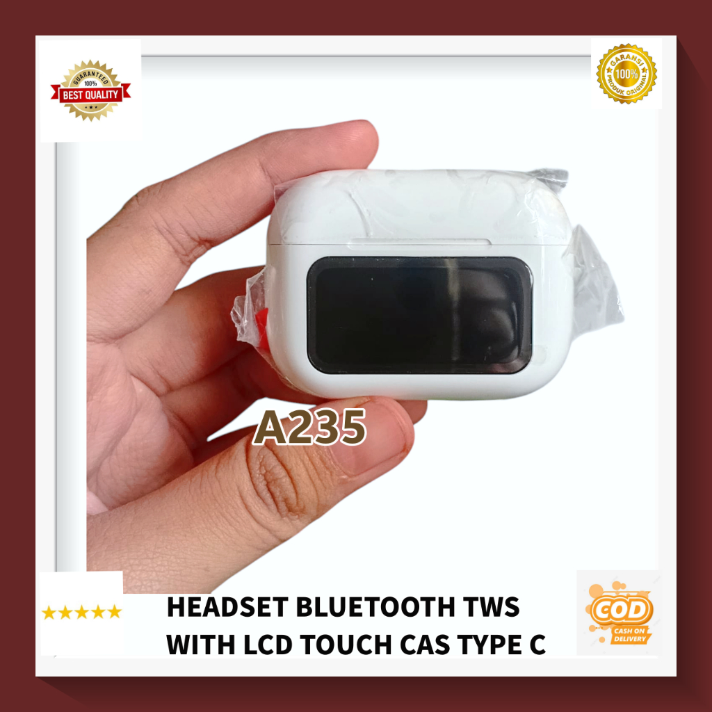 A235 HEADPHONE SPORT OLAHRAGA H108 HF BLUETOOTH ORI 100% TWSWITH LCD TOUCH CAS TYPE C BLUETOOTH BISA