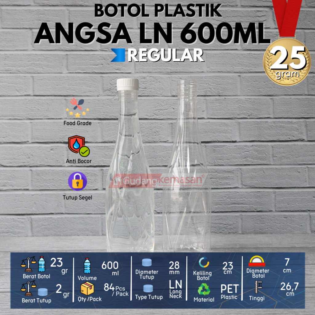 BOTOL PLASTIK 600ML PET ANGSA TUTUP SEGEL WARNA WARNI - FLASH