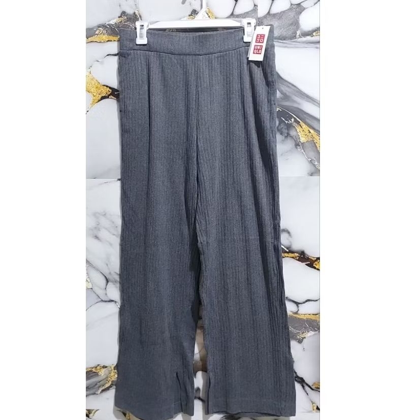 UNIQLO CELANA KULOT RAJUT LIDI DARK GREY SIZE L