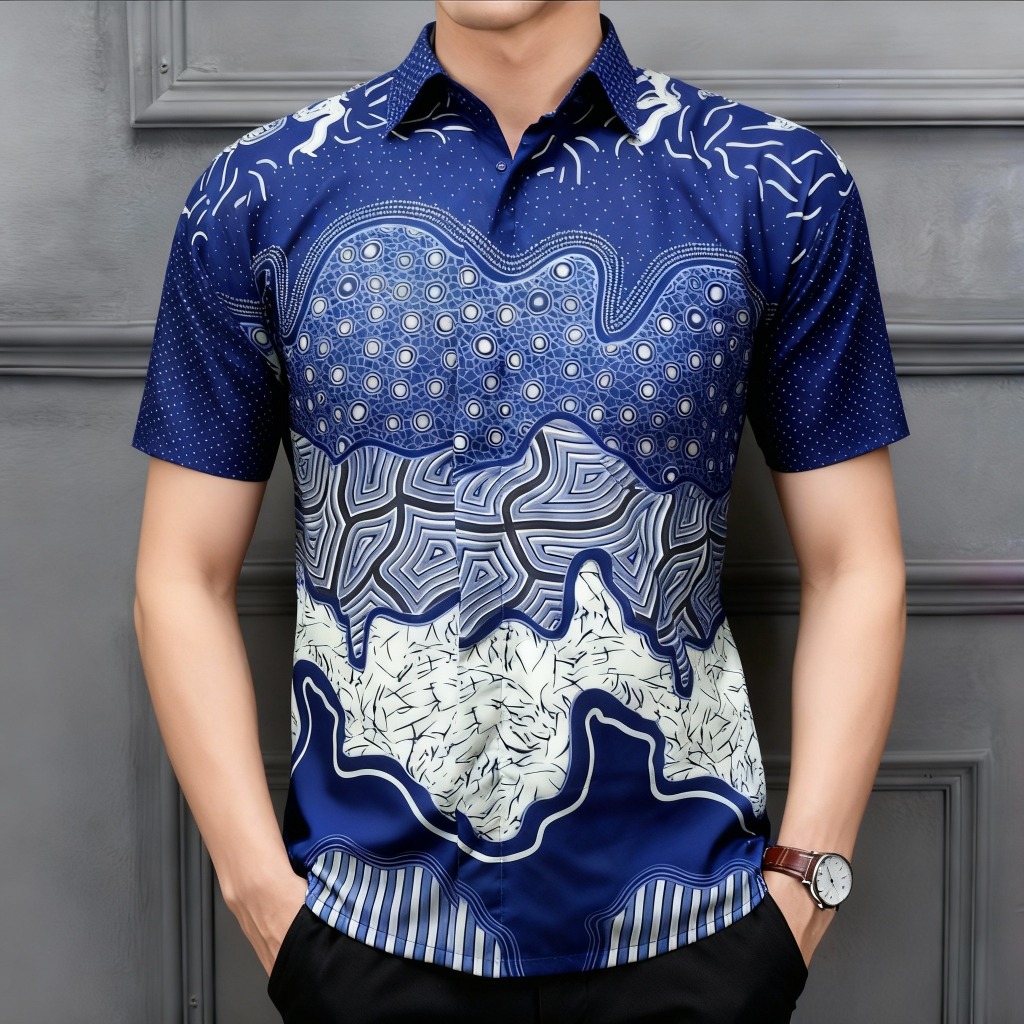 Raw And Denim Kemeja Batik Pria Lengan Pendek