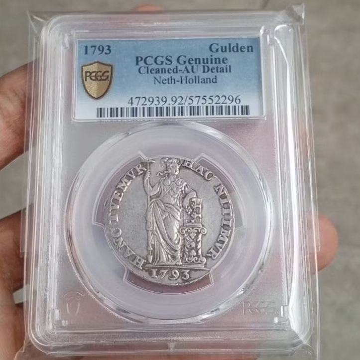 PCGS AU Detail 1 Gulden Dewi Pallas Holland thn 1793