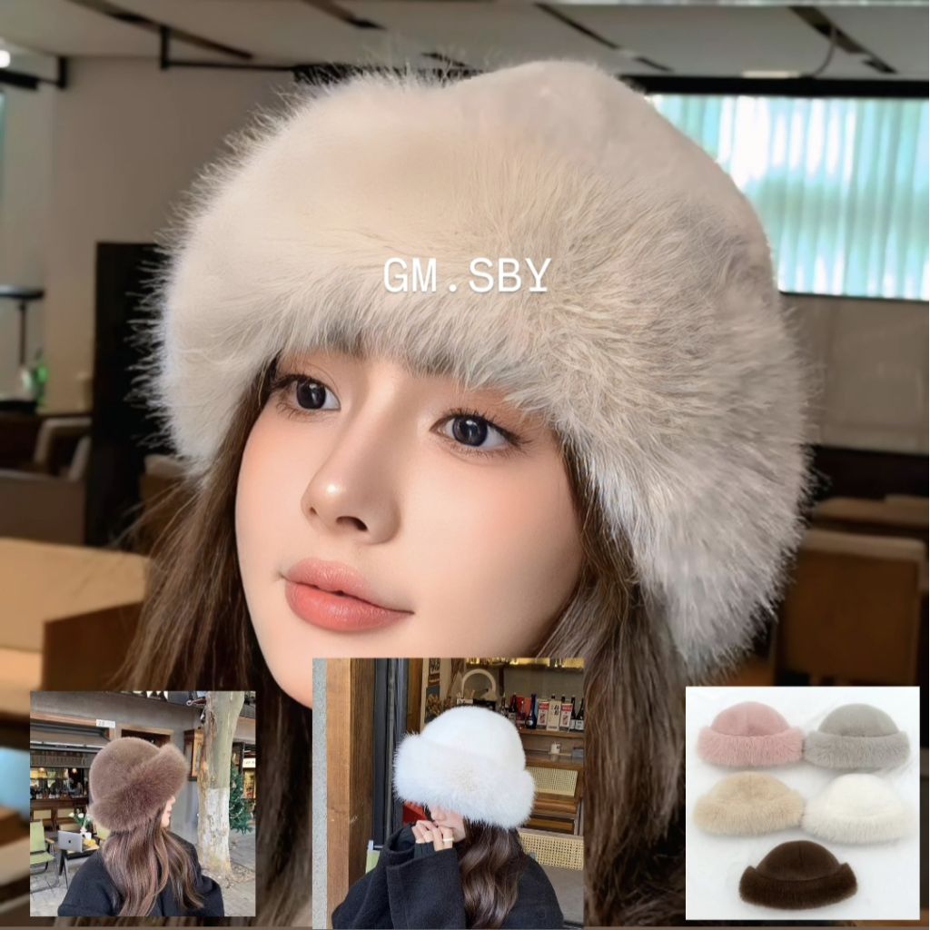 Hat Mongolia Import Fur Faux Topi bulu winter musim dingin Kupluk Knitted Hat Topi Dewasa Bahan Raju