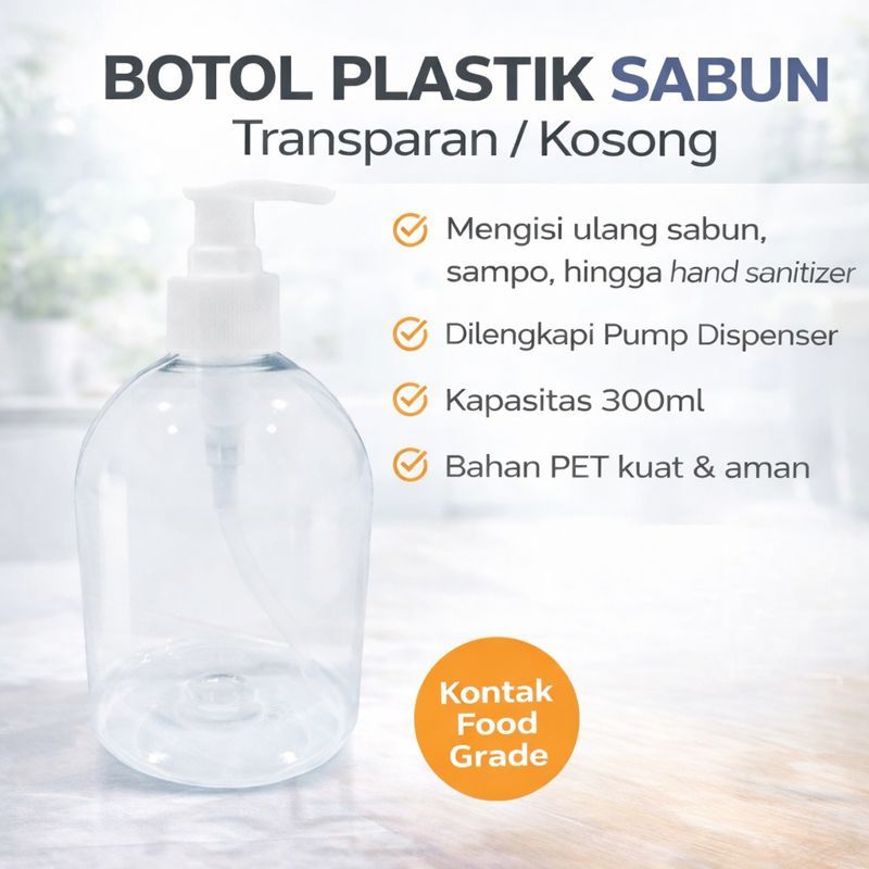Botol Pump 500ml Bulat Kosong - Botol Refill Hand Soap Sanitizer