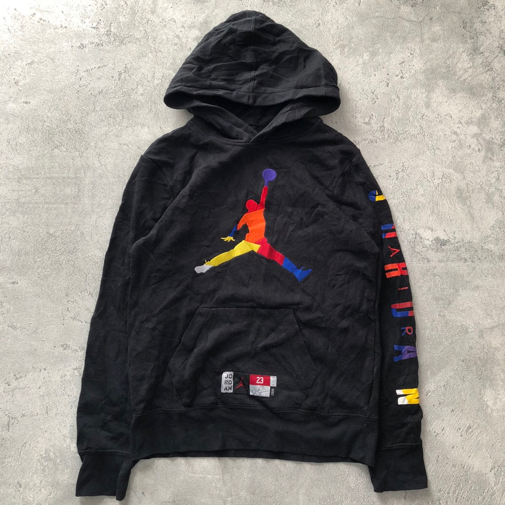 Black Jordan hoodie with rainbow Jumpman logo