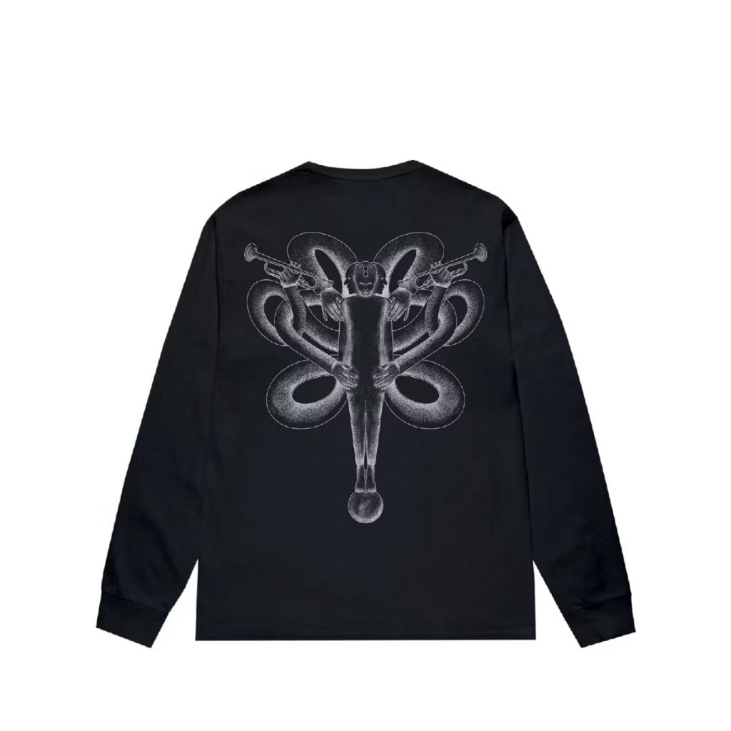 Tshirt The Adams x Hornstar Rib Longsleeve Pria Wanita - Hitam