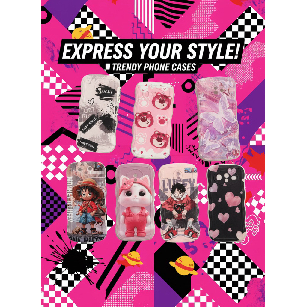 Case Samsung J2 Pro J3 J6 Plus J5 2016 2017 Wavy Wave Karakter - Motif Luffy One Piece, Lotso, Pink 