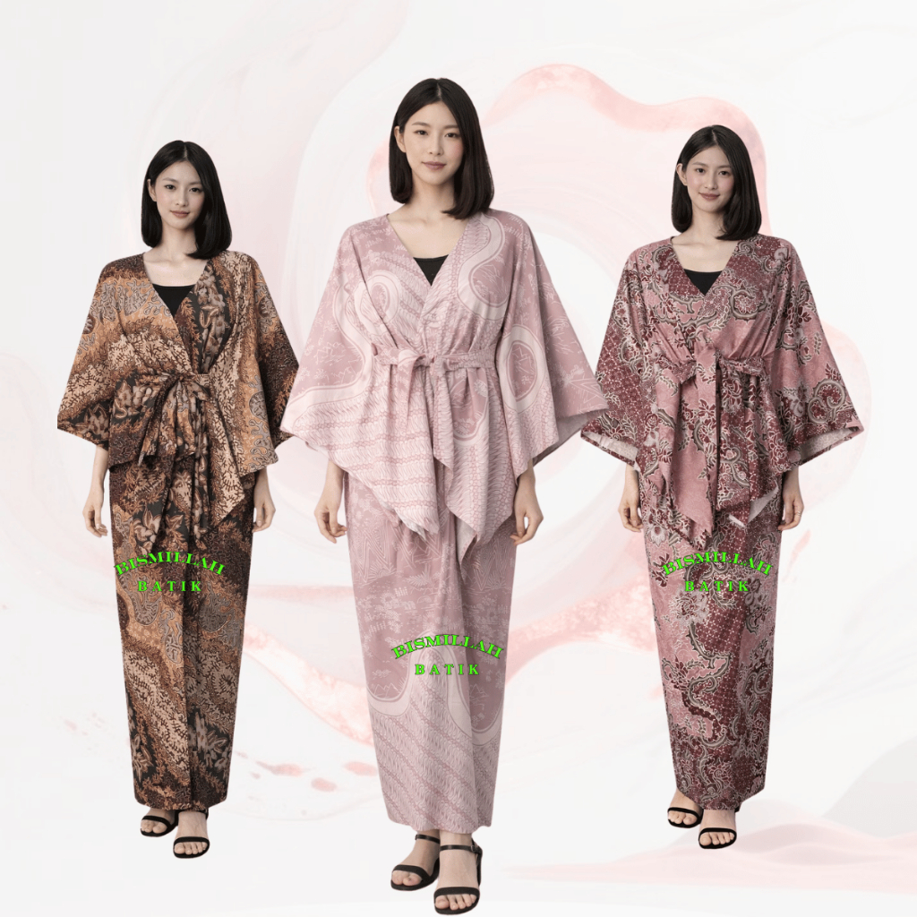 Stelan Kebaya stelan kondangan Wanita Modern Rok Lilit Batik dan outer pita motif batik kekinian
