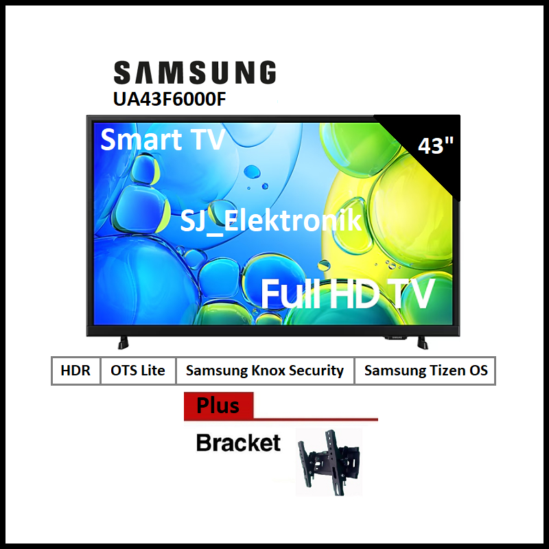 (KHUSUS LUAR KOTA) Braket + Samsung 43F6000F / UA43F6000F / 43F6000 LED TV 43 Inch FullHD Smart TV |