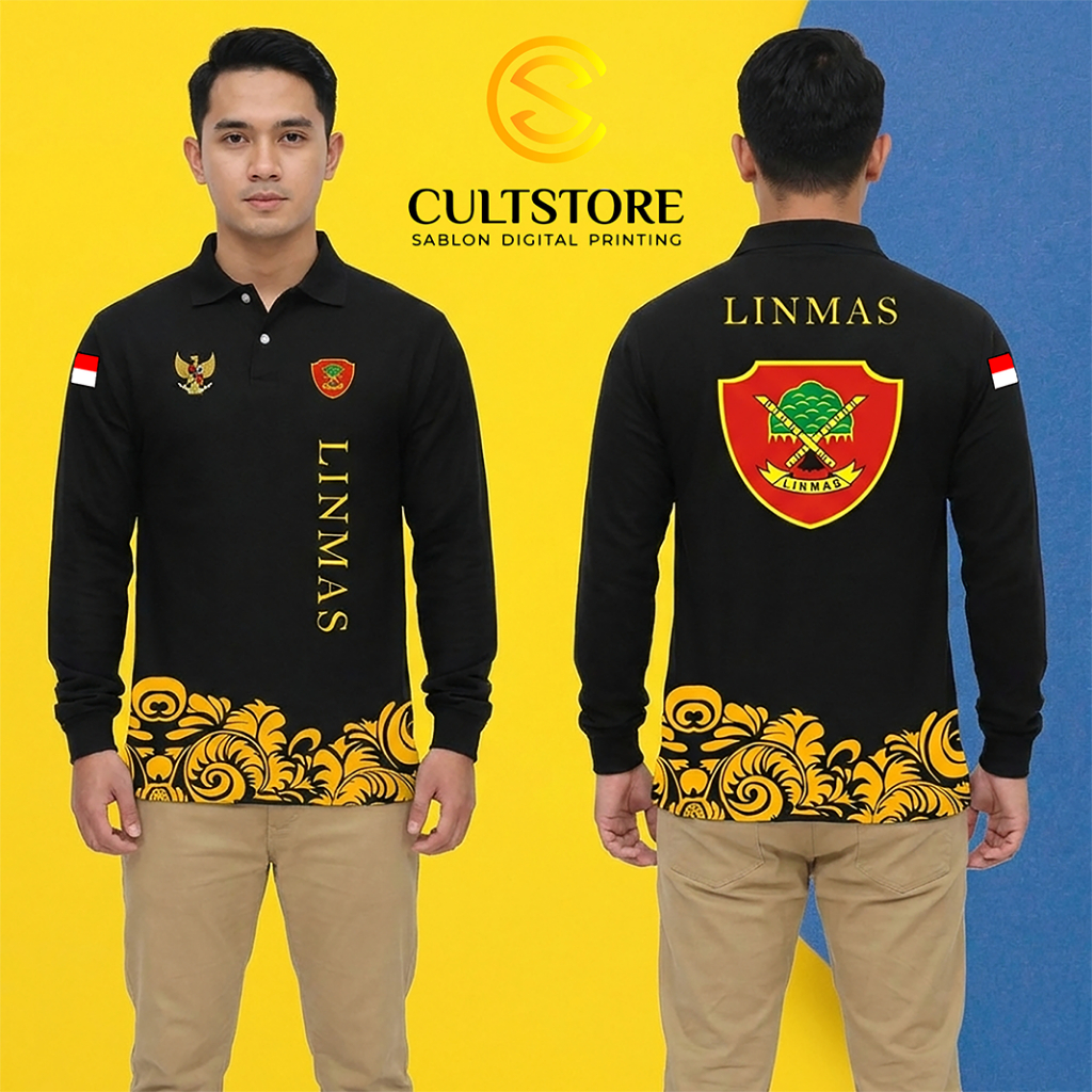 POLO LINMAS PANJANG Kaos Polo Lengan Panjang Pria Wanita Bahan Katun Nyaman PANJANG INDONESIA LINMAS