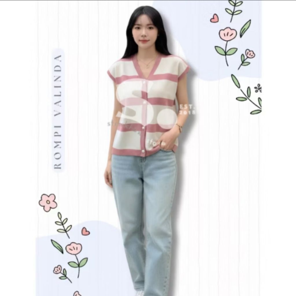 VEST kancing motif salur [PRELOVED]